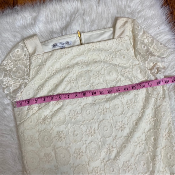 🔥SOLD🔥 Maggy London Retro Lace Overlay Dress Cream 12 - Picture 13 of 16